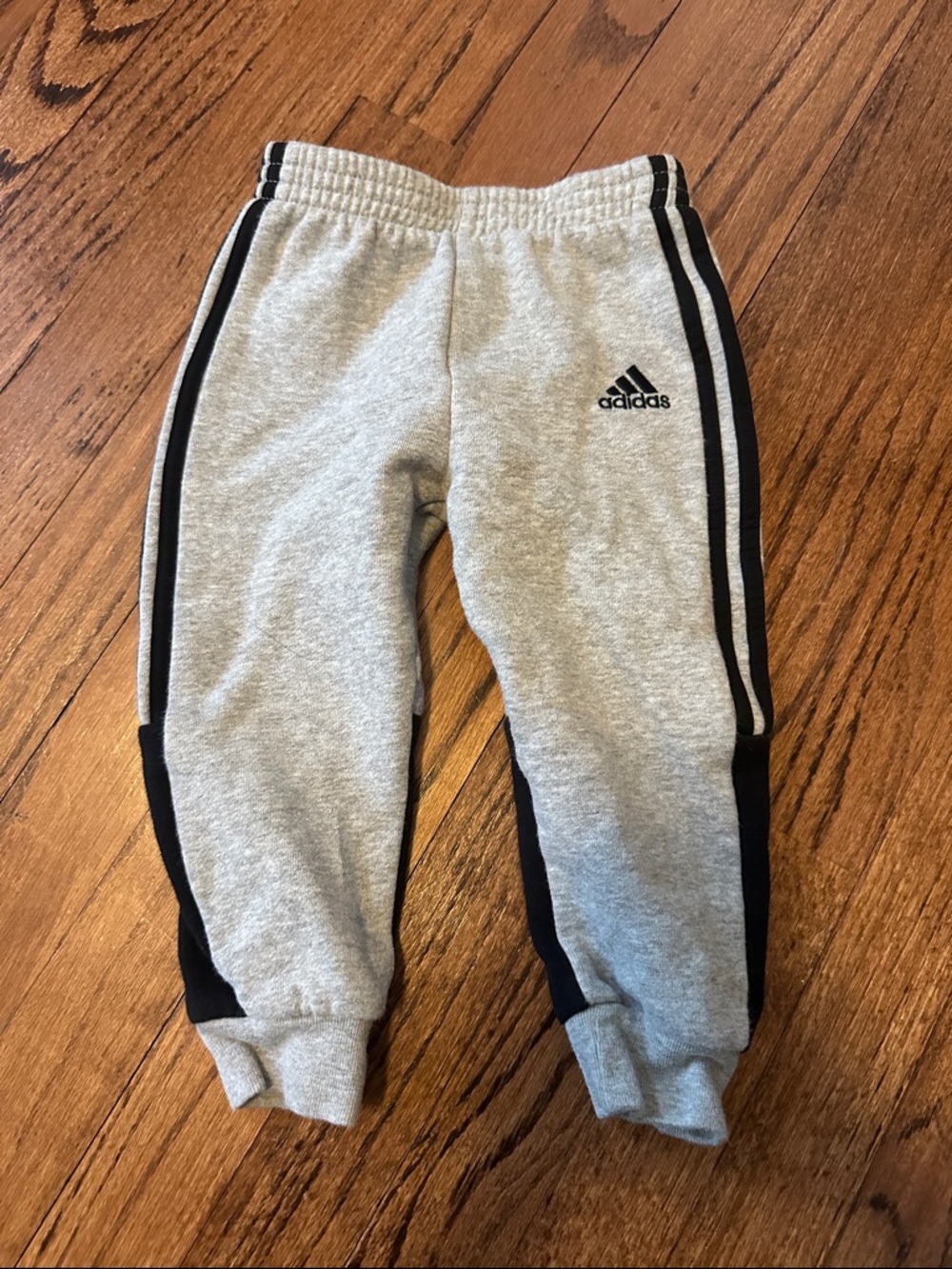 adidas Kids Light Gray Sweatpants with Black Side Stripes